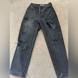 Black Pacsun High Rise Straight Leg Distressed Jeans